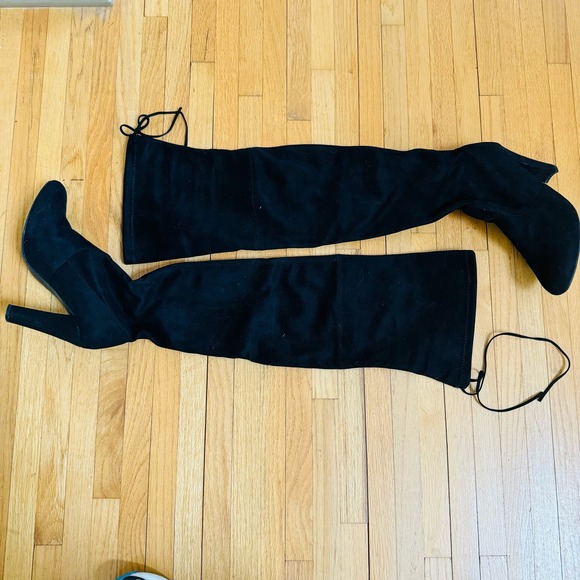 Steve Madden Gorgeous Black Suede Over the Knee Stunning Vegan Boots Size 8 - Picture 6 of 12